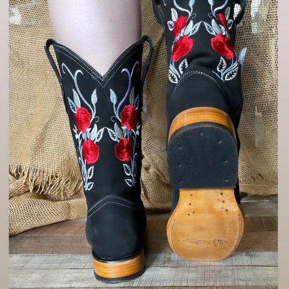 Women’s Western Cowgirl Rodeo black Leather Boots Bota Vaquera Mujer - Picture 3 of 8